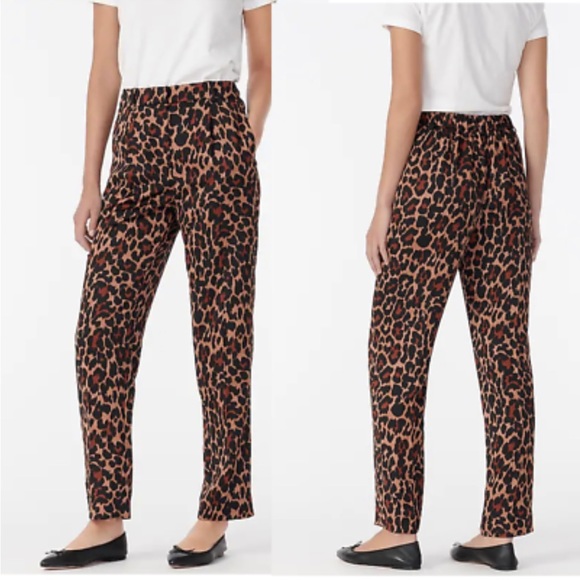 J Crew High Rise wide leg trouser in leopard - Picture 4 of 4
